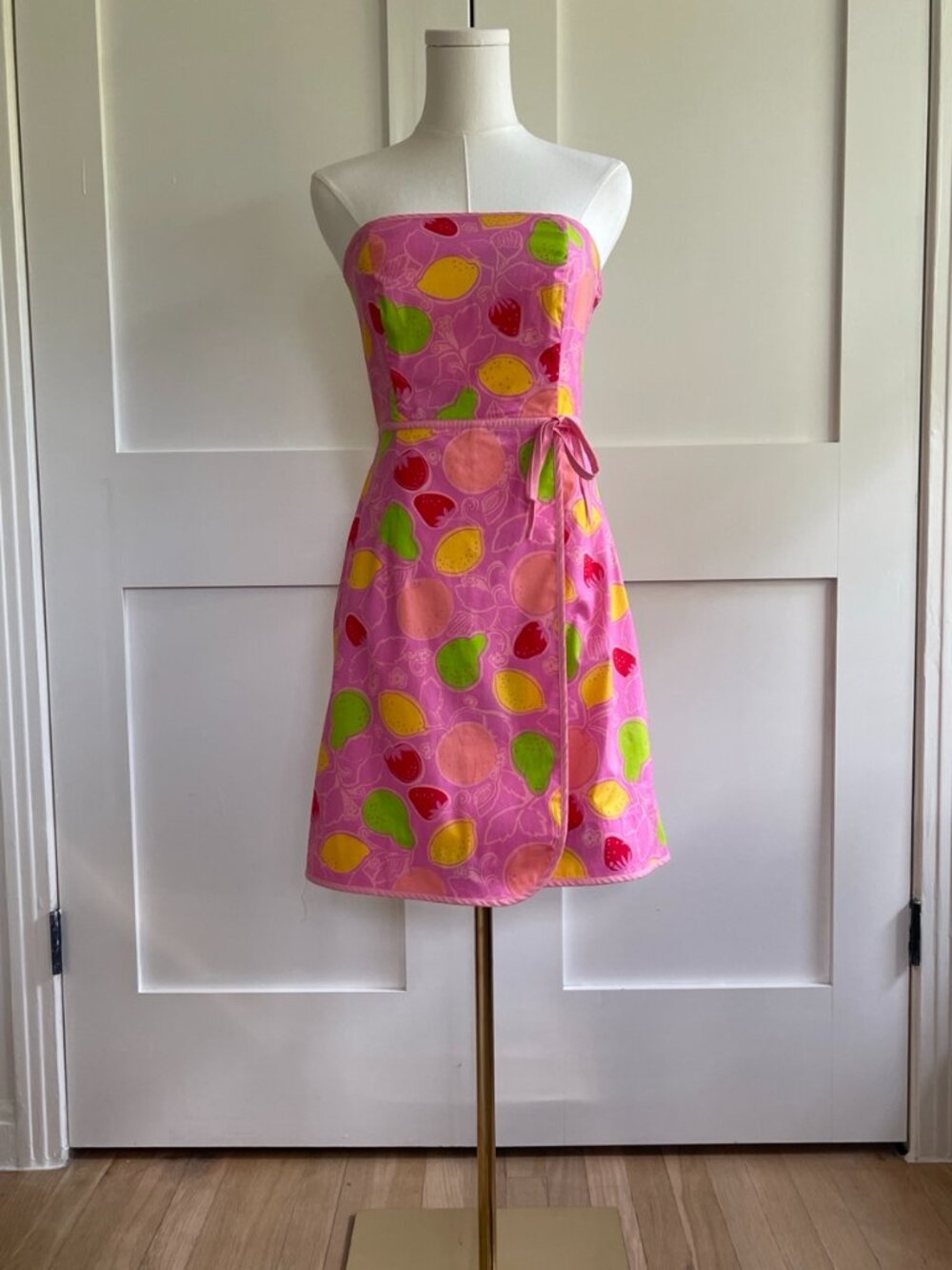Lilly Pulitzer Strapless Citrus Fruit Print Dress Pink Size 2